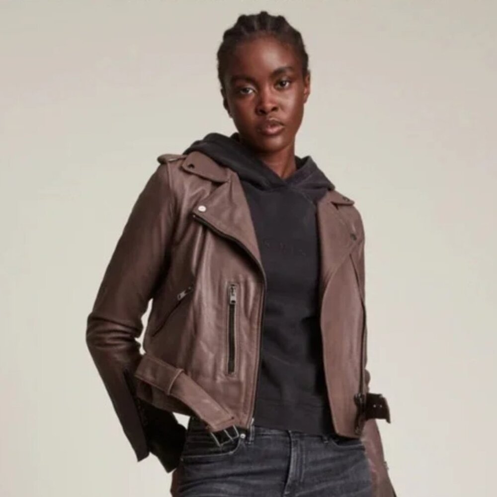 AllSaints Balfern Leather Biker Jacket - Petrol, Size 0 US / 4 UK, NWOT